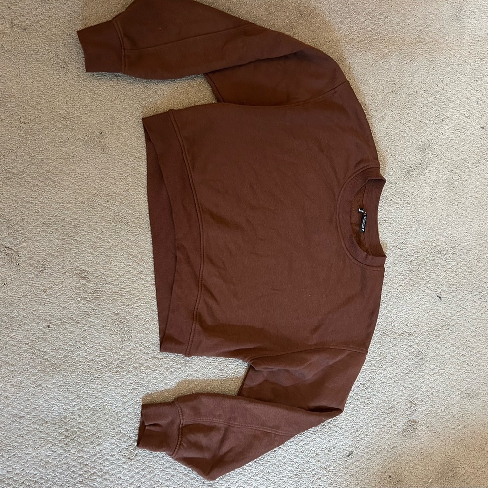 Zara brown crewneck sweatshirt cropped